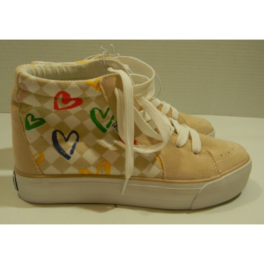Mudd Sneakers High Tops Girl Size 4 Hearts Checkered "Poppy" NWT Back to School